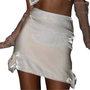 NWT 12th Tribe Molly White Ivory Micro Mini Bow Skirt Bride Bachelorette - Sz S
